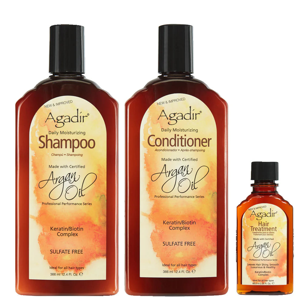 Agadir Argan Oil Daily Moisturizing Shampoo, Conditioner & Argan Oil P